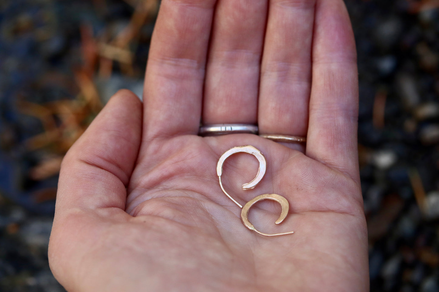 Teeny Organic Hoops 14kt Gold, Made to Order