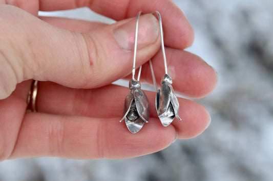 snowdrop earrings the arrowleaf hand fabricated sterling silver earrings